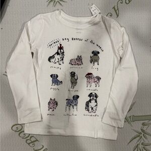 J. Crew Girls White Long Sleeve Tee with Playful Illustrations